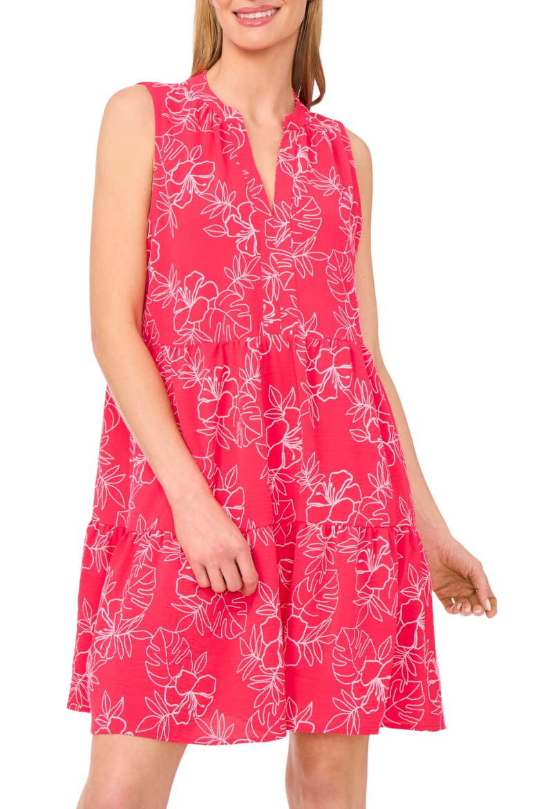 Floral Print Sleeveless Dress, Alternate, color, MAGENTA