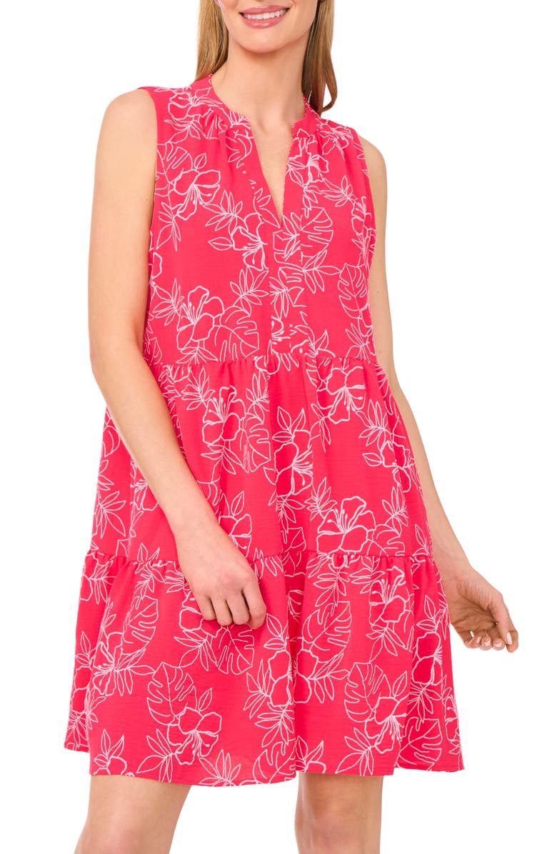 CeCe Floral Print Sleeveless Dress, Alternate, color, 