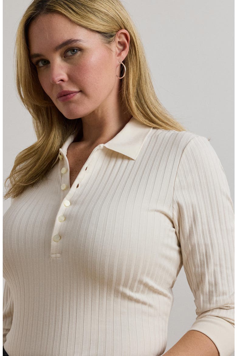 Wide Rib Polo Shirt, Alternate, color, MASCARPONE CREAM