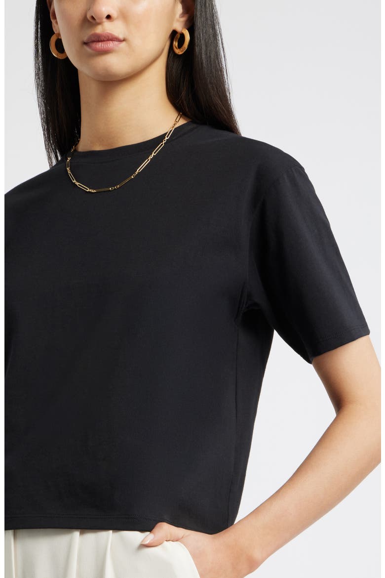 Relaxed Fit Pima Cotton Crewneck T-Shirt, Alternate, color, BLACK