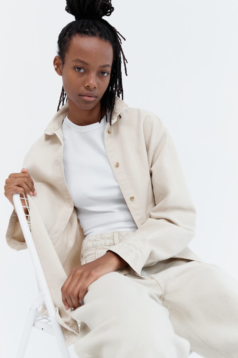 Oversized Denim Shirt, Alternate, color, Light dusty beige