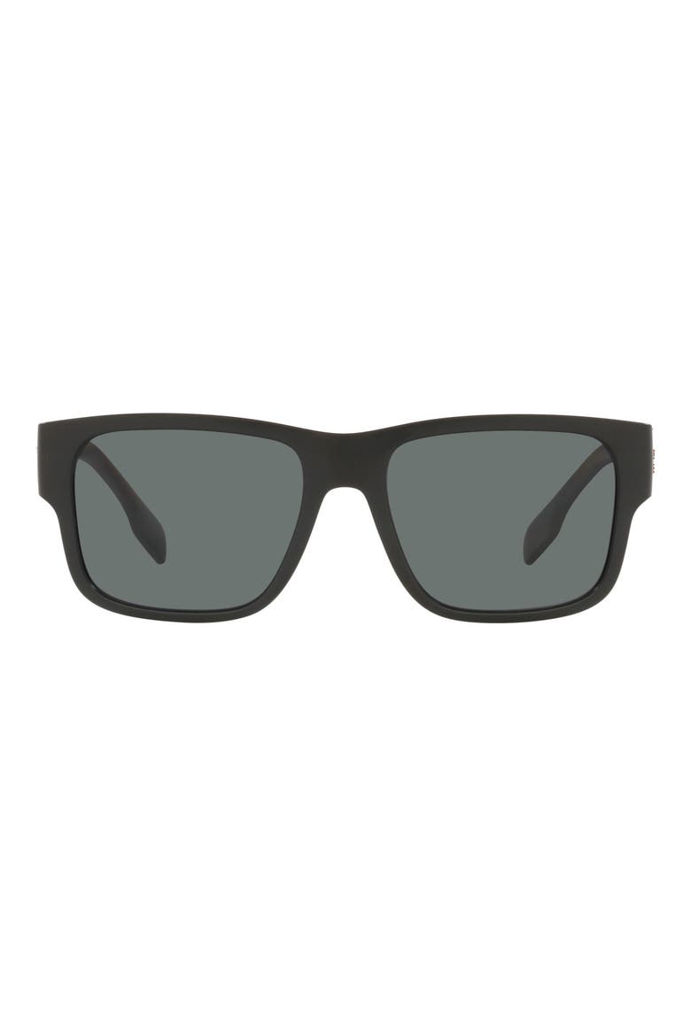 57mm Polarized Square Sunglasses, Main, color, BLACK