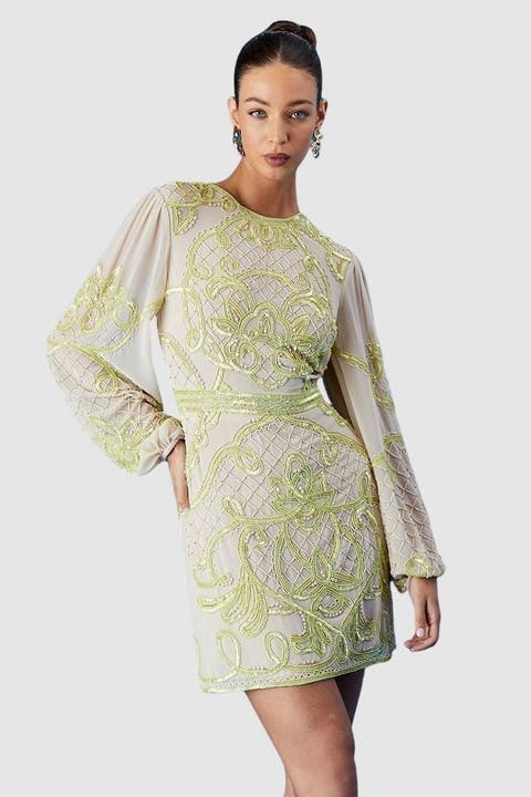 Muse Chiffon Embellished Mini Dress