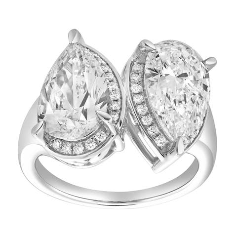 Araminta 14K Gold Toi et Moi Pear Lab Grown Diamond Ring - 5.3 Cts