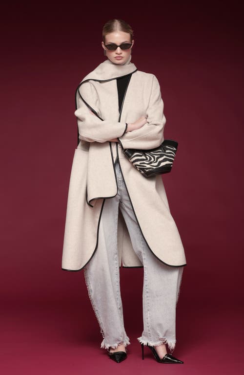 Avec Les Filles Cocoon Scarf Coat In Neutral