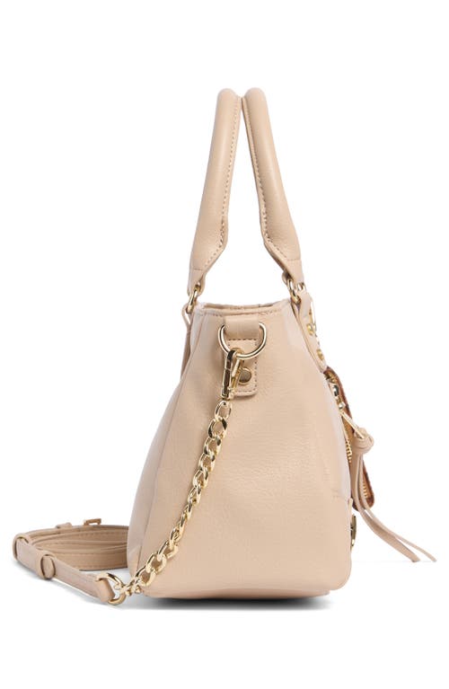 Madden Girl Faux Leather Bowler Top Handle Bag & Charm In Brown