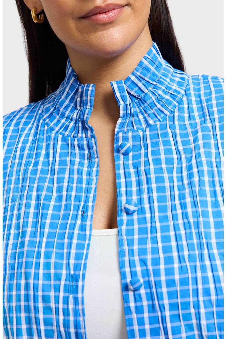 Carolina Crinkled Gingham Cotton Blend Shirt Jacket, Alternate, color, MINERAL BLUE/ WHITE