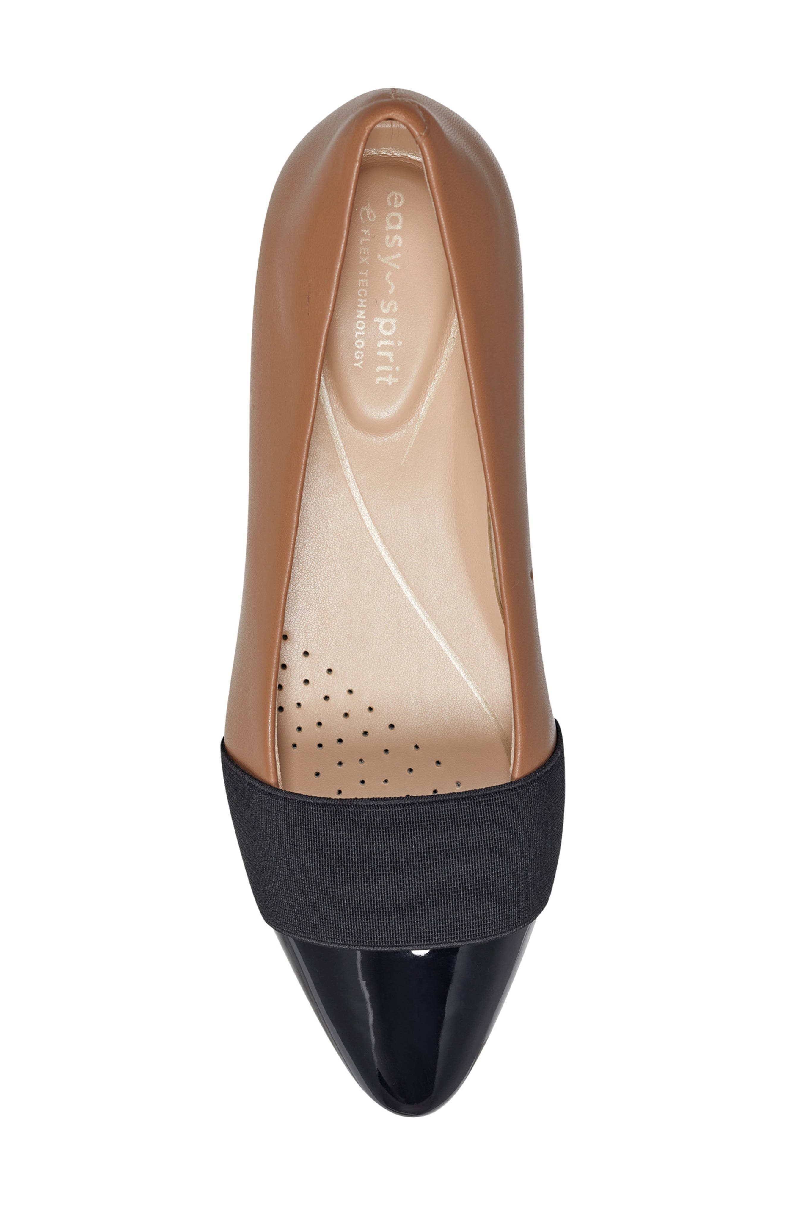 Easy Spirit Casta Pointed Toe Pump, Alternate, color, Dark Natural/ Black Patent
