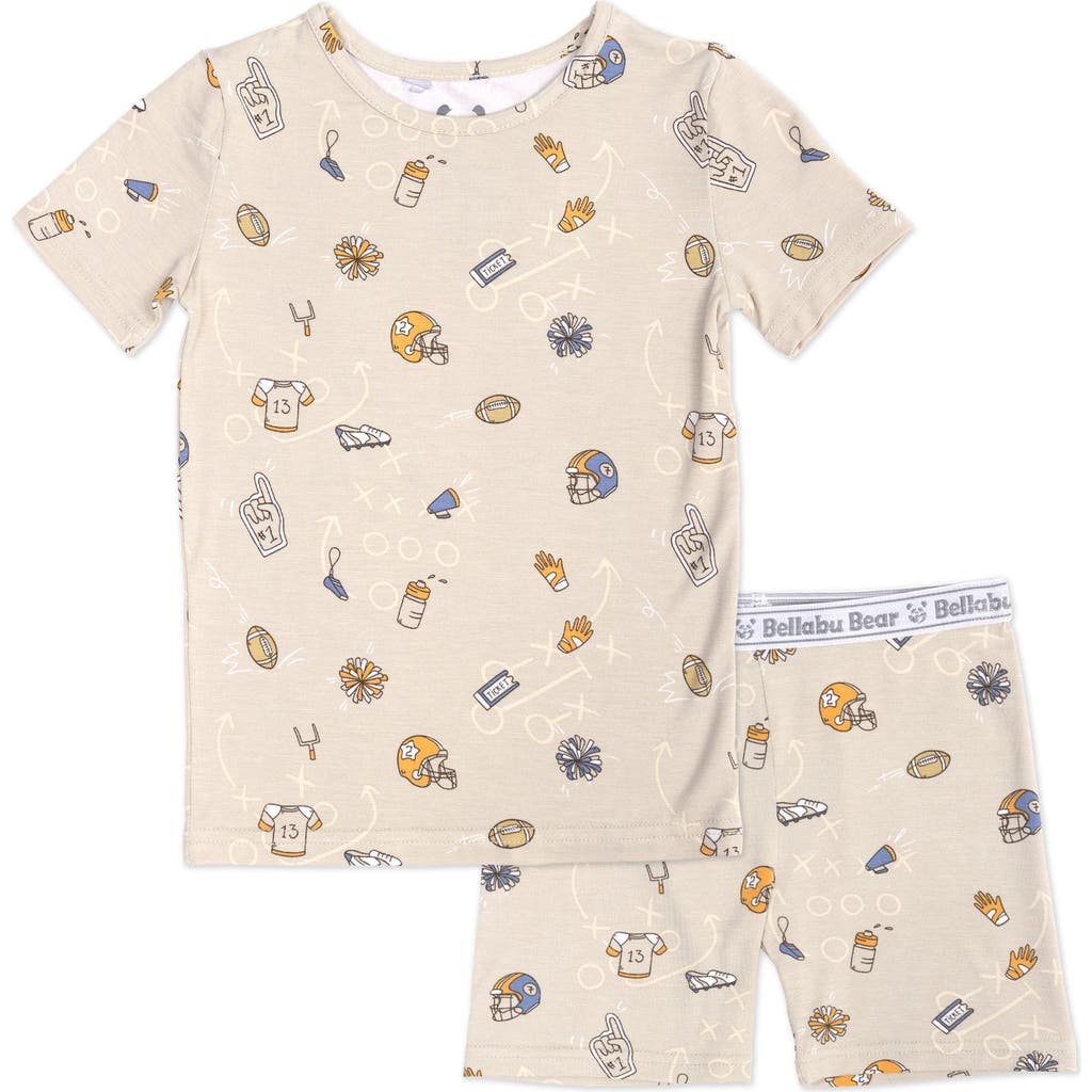 Bellabu Bear Football Kids 2-piece Short Sleeve & Shorts Pajama Set In Football
