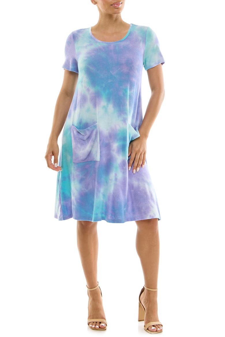 Tie Dye Trapeze Dress, Main, color, PURPLE MULTI