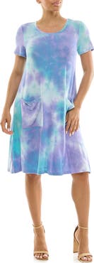 Nina Leonard Tie Dye Trapeze Dress