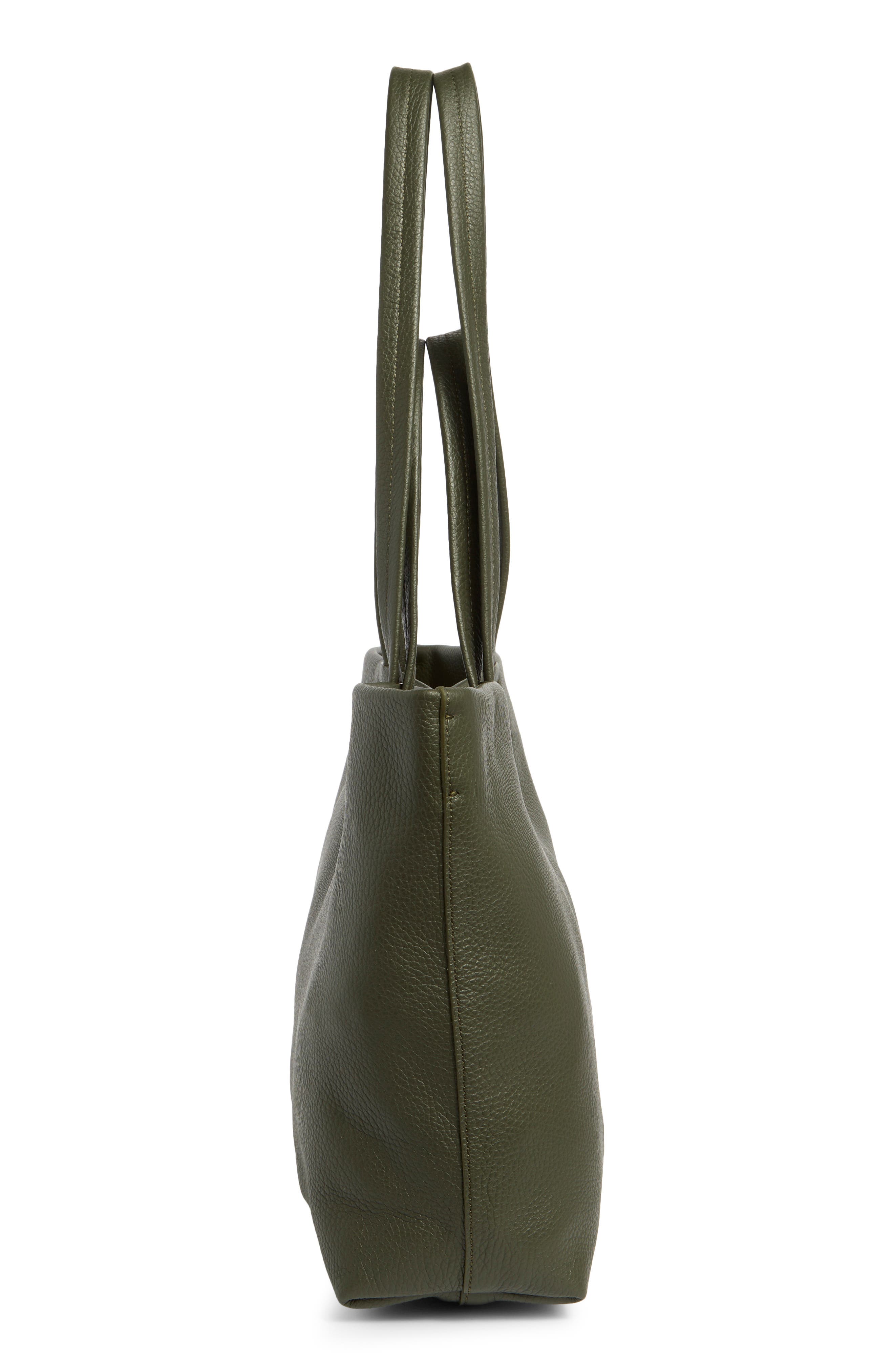 Small Easy Leather Tote, Alternate, color, DARK OLIVE