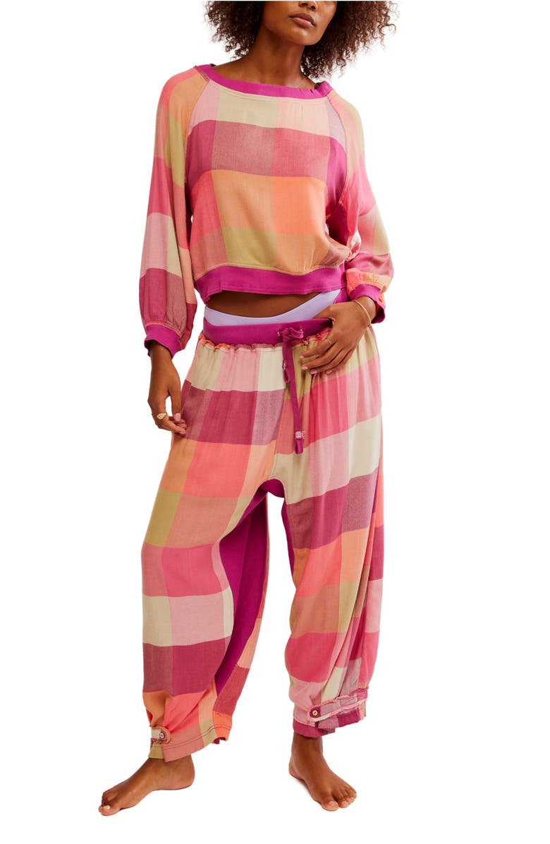 Free People Sugar Cookie Flannel Pajama Sweatshirt, Alternate, color, Warm Combo