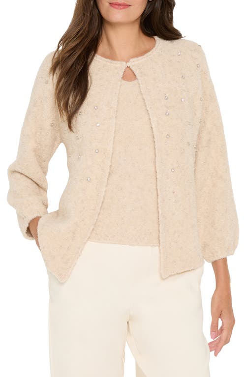 Nic + Zoe Nic+zoe Crystal Embellished Nep Cardigan In Neutral