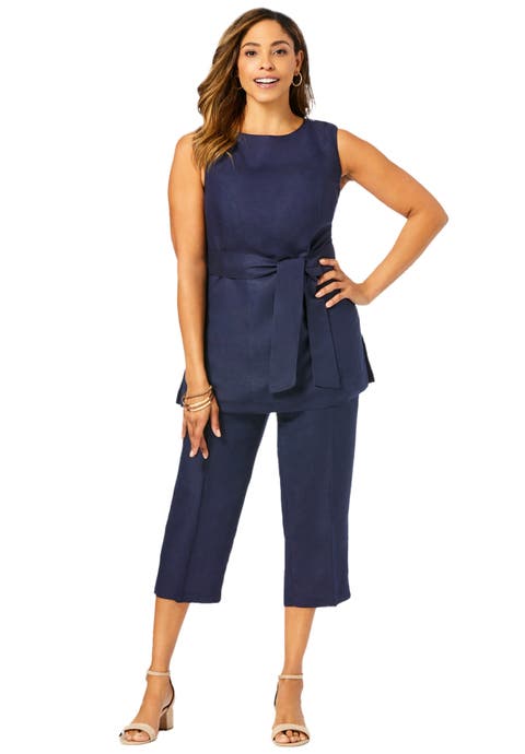 2-Piece Linen Capri Set (Plus)