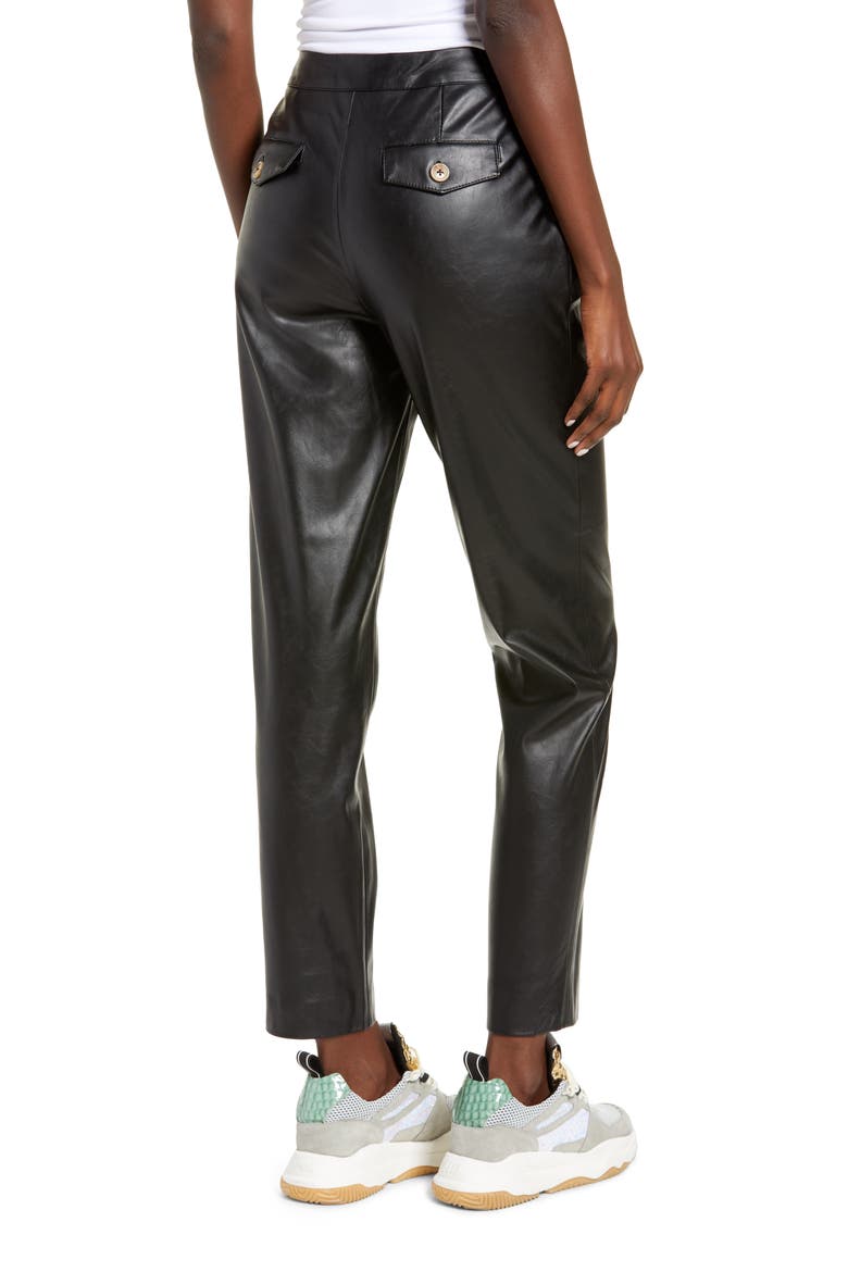 Faux Leather Pleated Trousers, Alternate, color, FILM NOIR