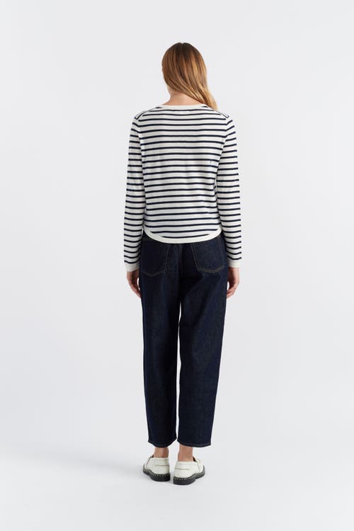 Chinti & Parker Pure Merino Heart Breton Sweater In Cream/navy/true Red