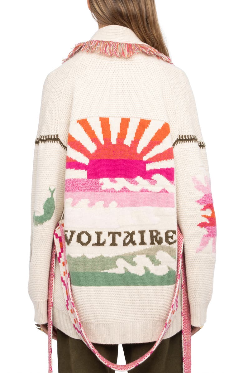 Zadig & Voltaire Alpa Wool Blend Sunset Cardigan, Alternate, color, Cream