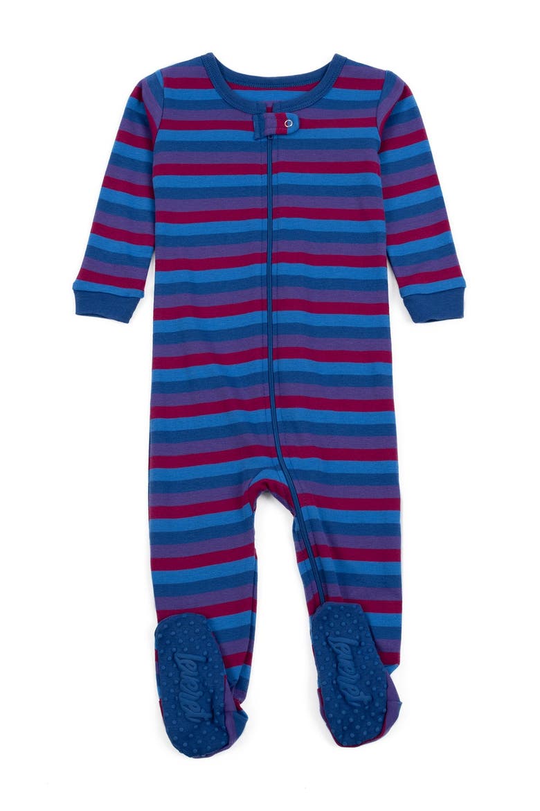 Striped Cotton Footed Pajamas, Main, color, RAINBOW