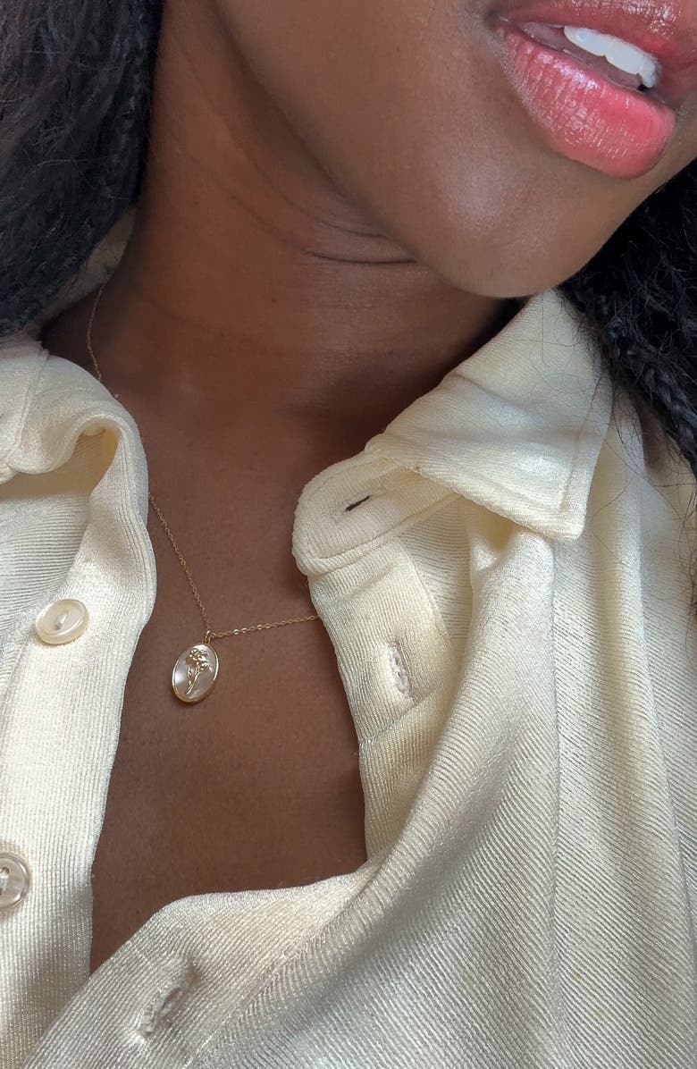 Set & Stones Katrina Birth Flower Pendant Necklace, Alternate, color, Gold / April - Daisy