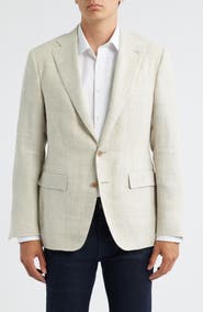Canali Capri Trim Fit Tan Linen & Wool Mélange Sport Coat