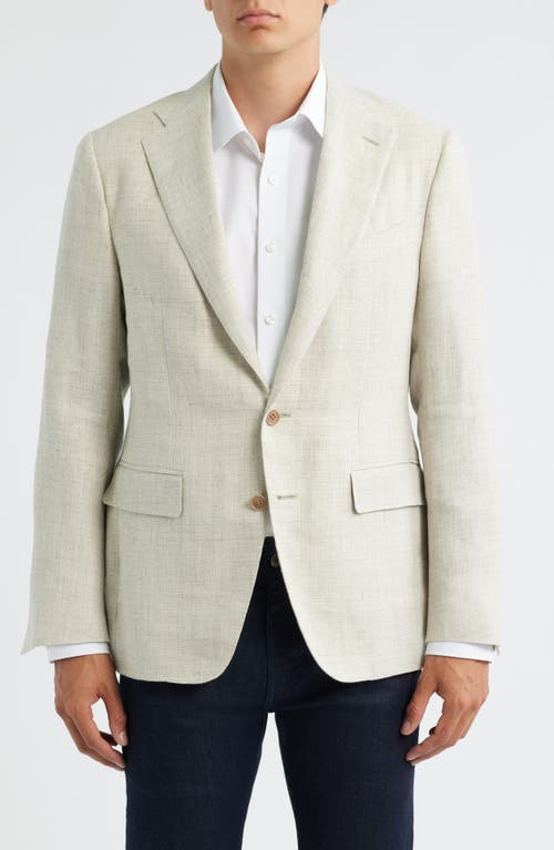 Canali Capri Trim Fit Tan Linen & Wool Mélange Sport Coat in Light Beige  product