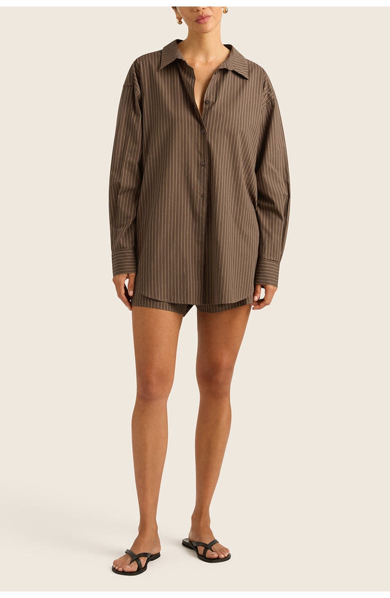 HOPE AND MAY Pacific Oversize Stripe Button Up Shirt, Main, color, 