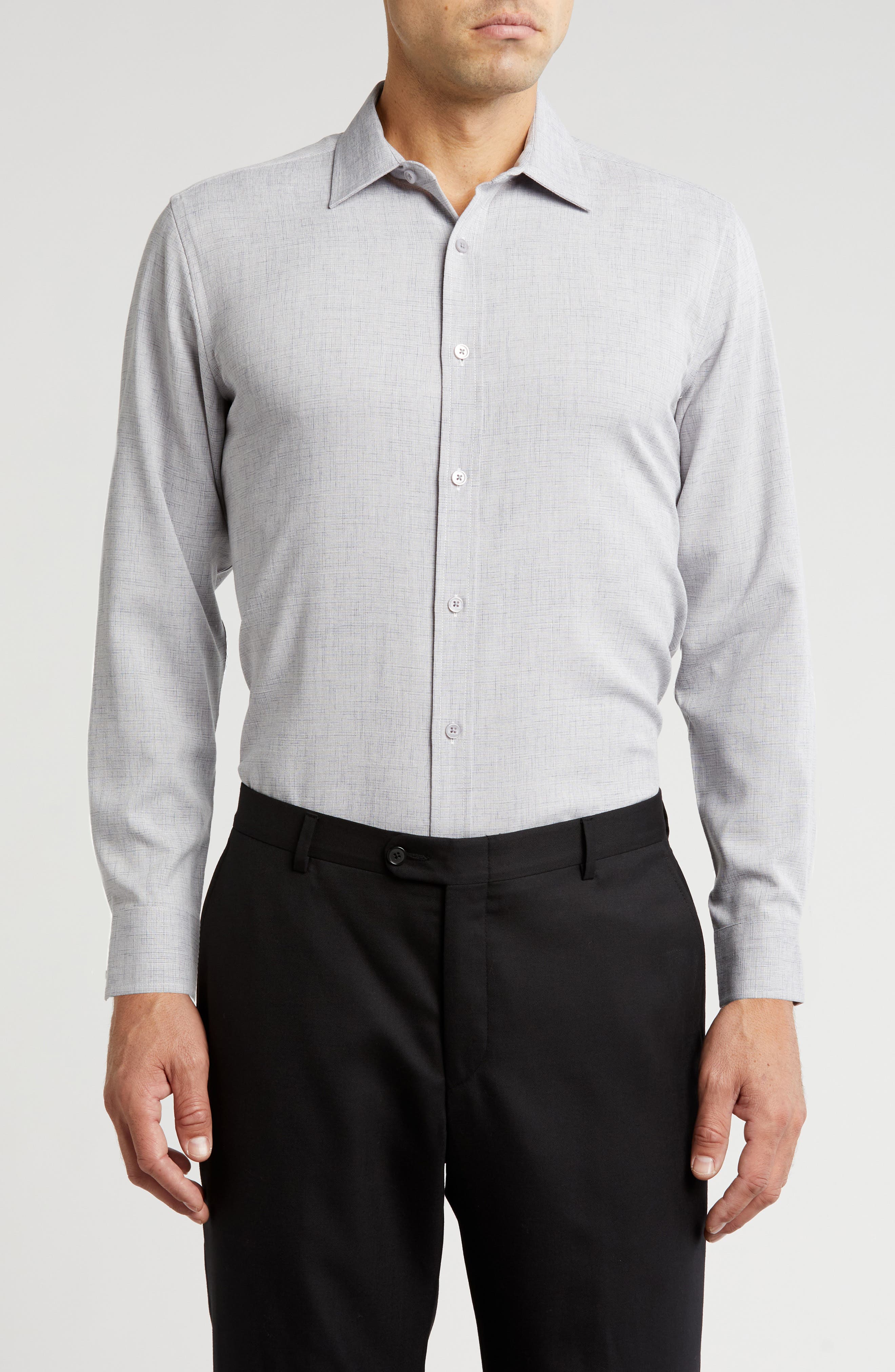TOM BAINE Textured Performance Button-Up Shirt