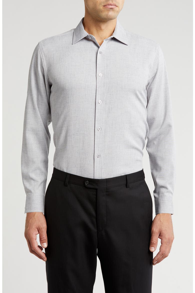 Textured Performance Button-Up Shirt, Main, color, SILVER