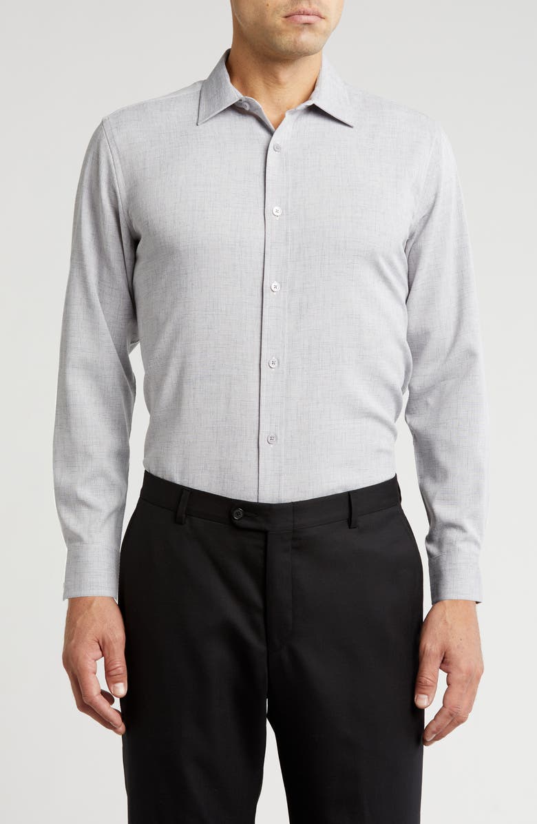 TOM BAINE Textured Performance Button-Up Shirt, Main, color, Silver