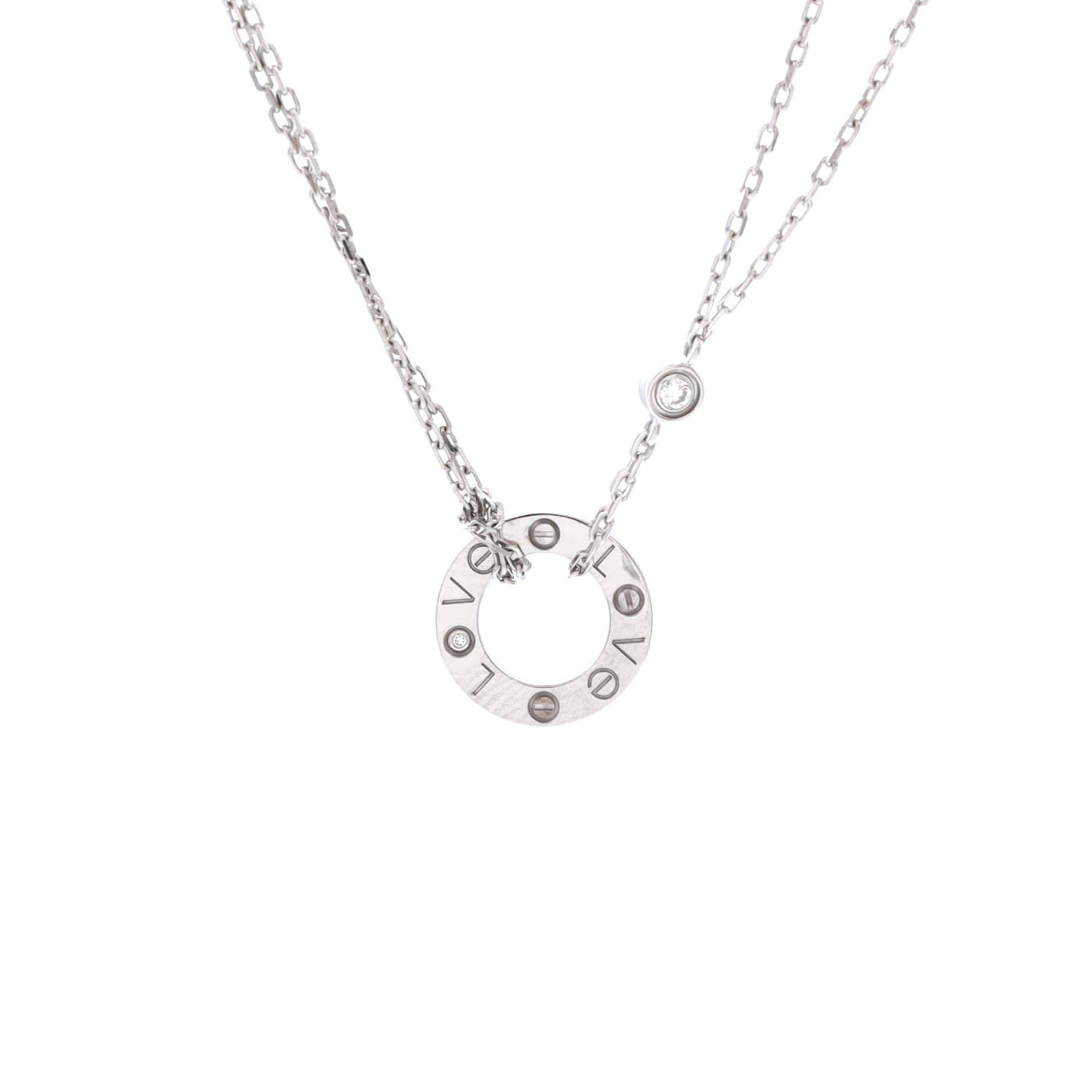 2 Diamonds Love Pendant Necklace 18K White Gold with Diamonds, Main, color, Metallic Gold
