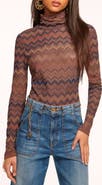 Ramy Brook Prudence Metallic Chevron Turtleneck Top