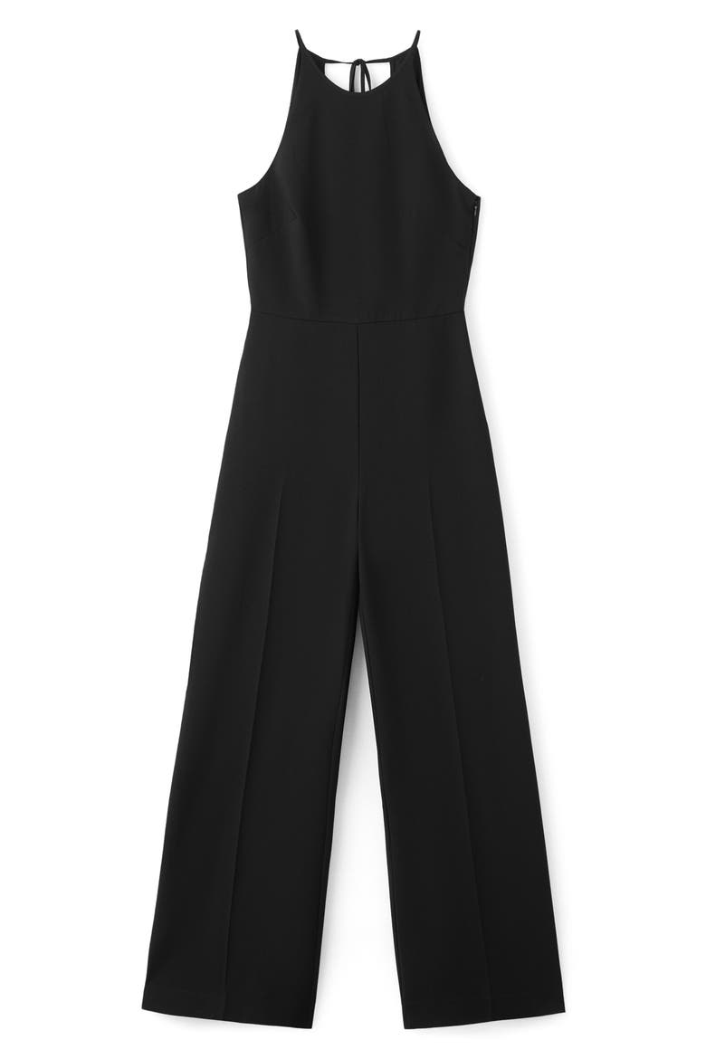 Open Back Halter Neck Jumpsuit, Main, color, BLACK