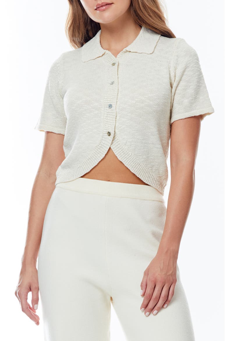 Arizona Short Sleeve Crop Cardigan, Main, color, ANTIQUE WHITE