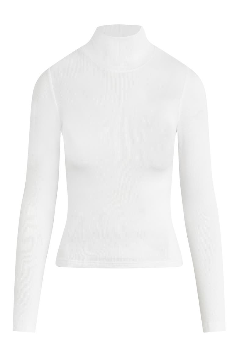 Long Sleeve Mock Neck Rib Top, Alternate, color, WHITE