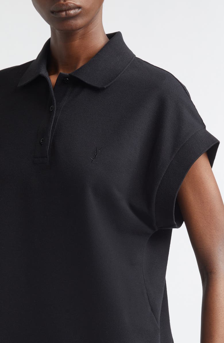 Saint Laurent Cotton Blend Cap Sleeve Polo, Alternate, color, 