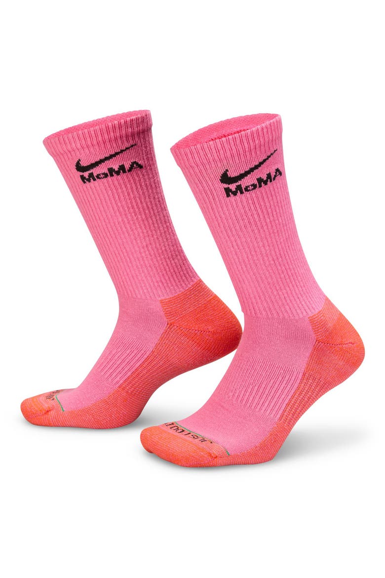 Dri-FIT Cushioned Cotton Blend Crew Socks, Alternate, color, PINKSICLE/ RUSH ORANGE/ GREEN