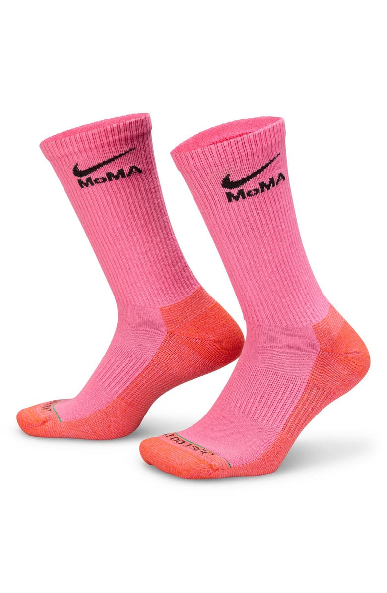 Nike Dri-FIT Cushioned Cotton Blend Crew Socks, Alternate, color, Pinksicle/ Rush Orange/ Green