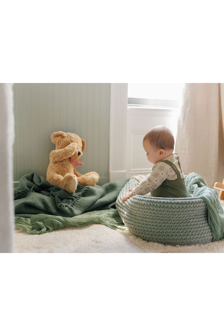 Cotton Floral Plaid Collection - Bodysuit + Overalls, Alternate, color, Tan