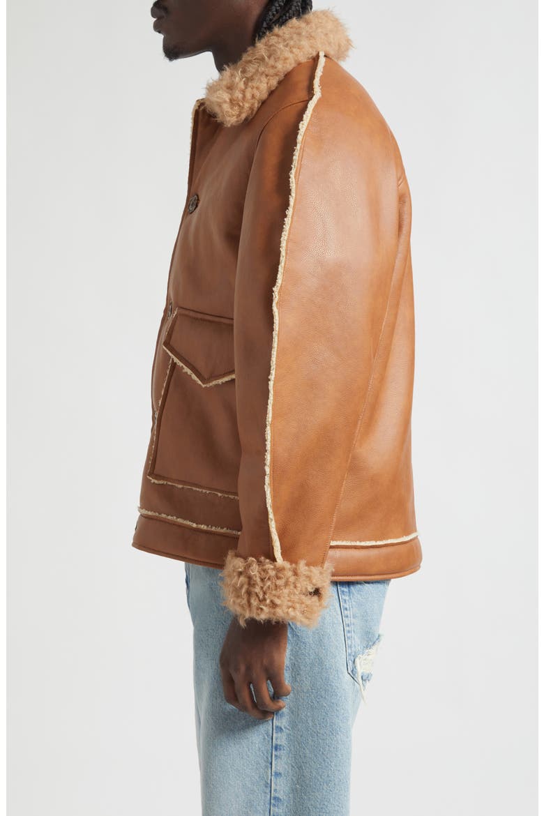 Beau Faux Leather & Faux Shearling Jacket, Alternate, color, TAN FAUX SHEARLING