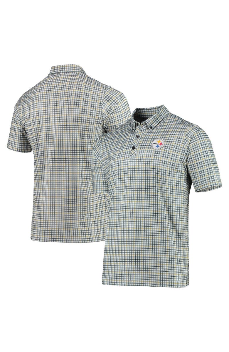 ANTIGUA Men's Antigua Gray/Black Pittsburgh Steelers Deliver Button-Down Polo, Alternate, color, White