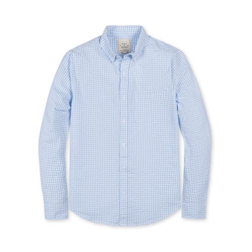 Hope & Henry Organic Seersucker Button Down Shirt In Classic Blue Gingham