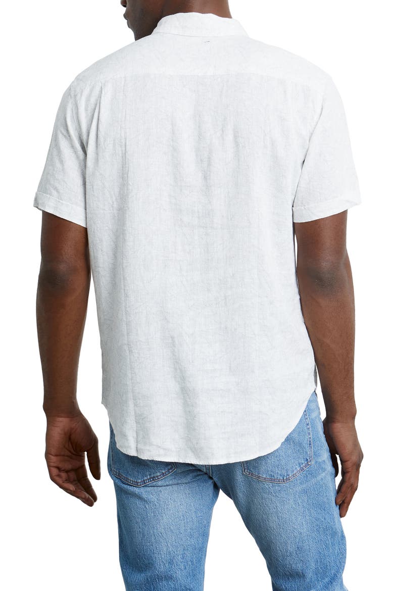 Carson Short Sleeve Linen Blend Button-Up Shirt, Alternate, color, JUNGLE JAM