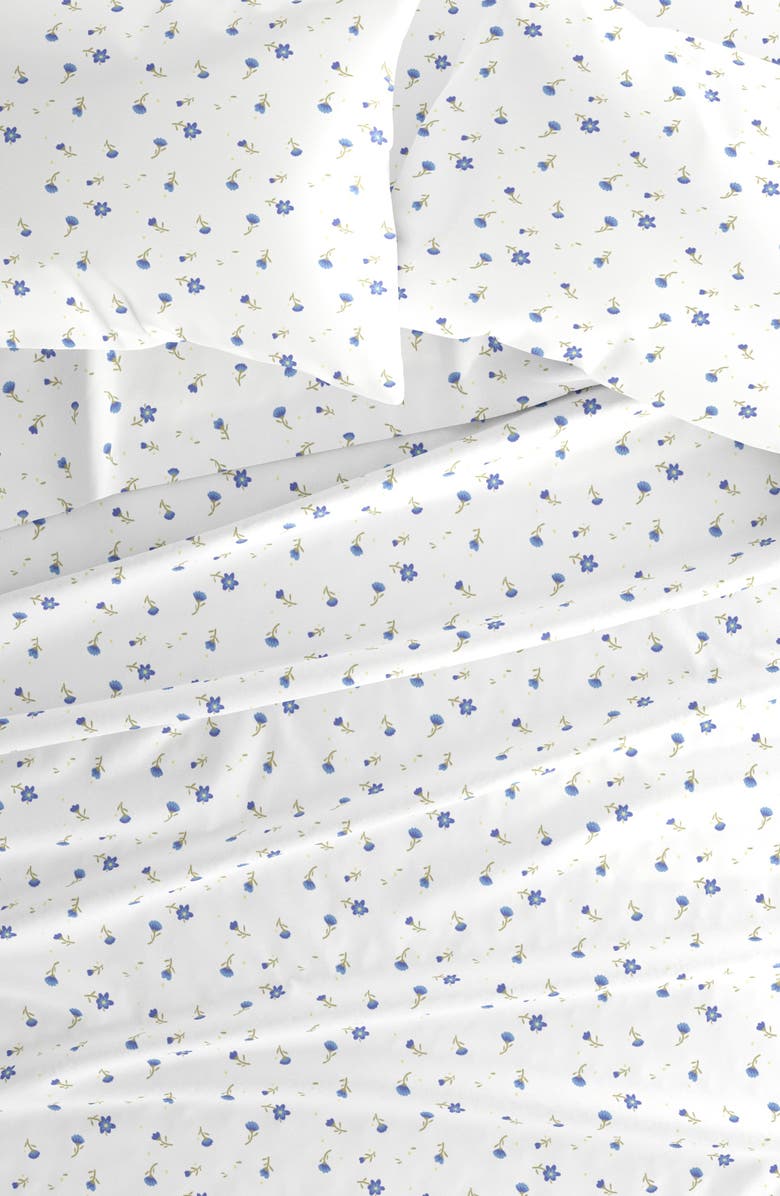 HOMESPUN Premium Ultra Soft Floral 4-Piece Bed Sheet Set, Alternate, color, Light Blue