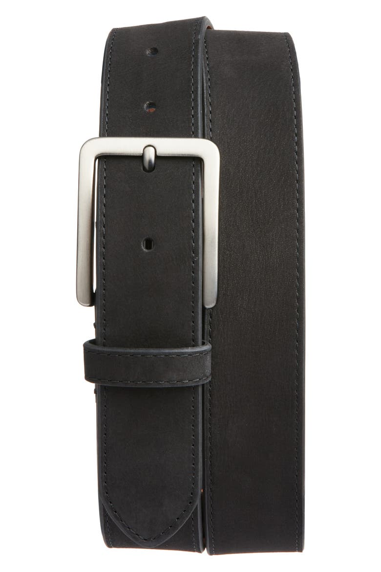 Richard Nubuck Leather Belt, Main, color, BLACK