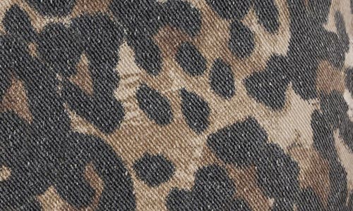 Kut From The Kloth Kelsey Leopard Print Raw Hem Mid Rise Ankle Flare Jeans In Gray