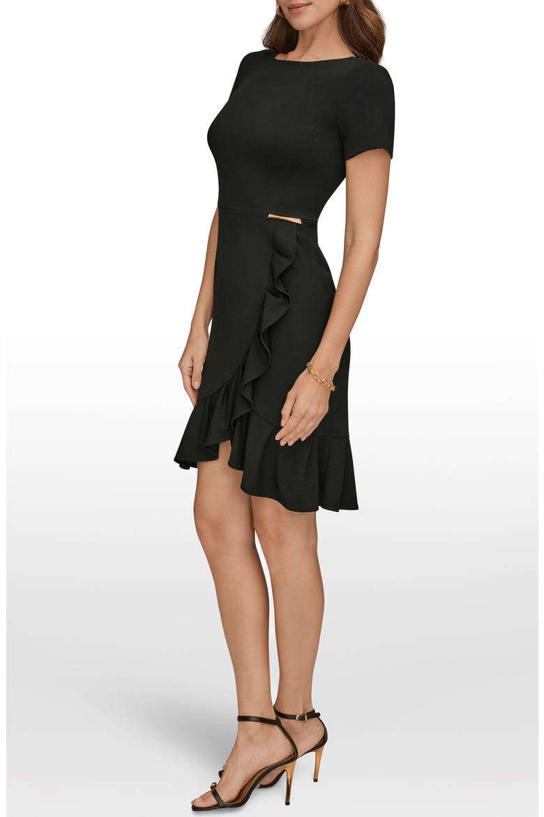 Ruffle Detail Dress, Alternate, color, BLACK
