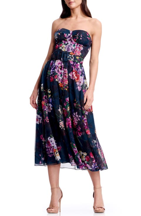 Jenny Floral Strapless Fit & Flare Cocktail Dress