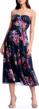 Dress the Population Jenny Floral Strapless Fit & Flare Cocktail Dress