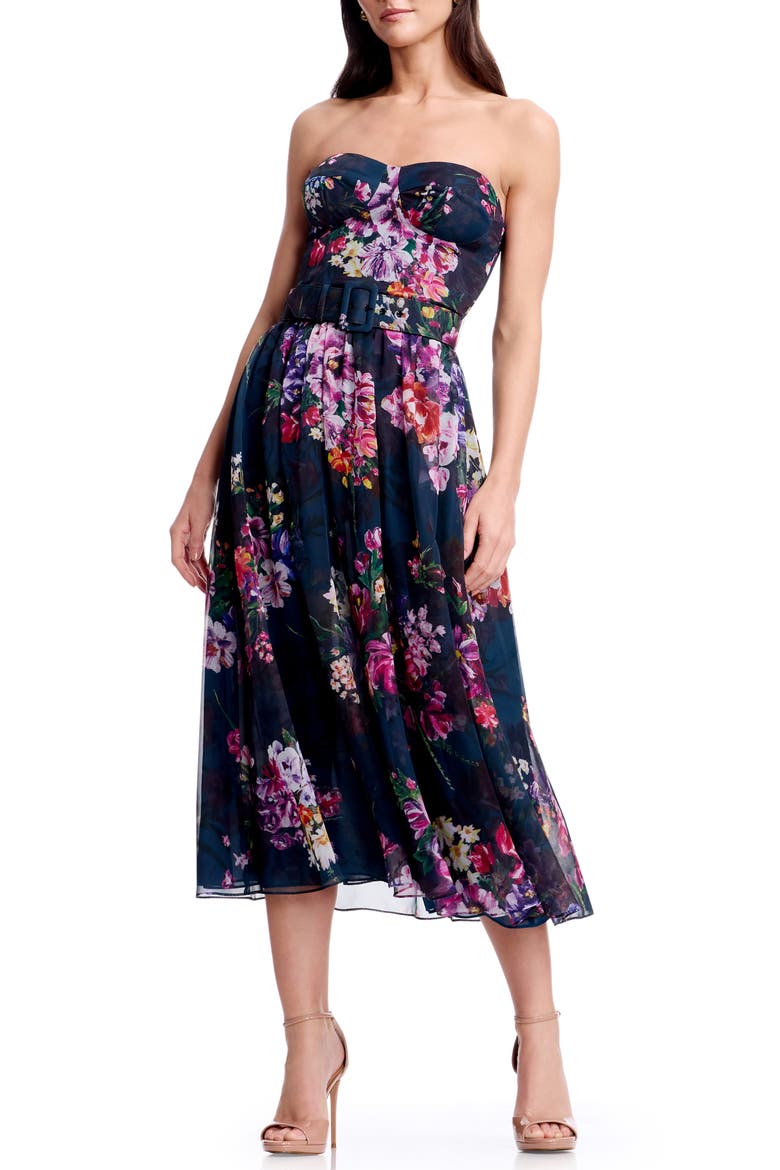 strapless fit and flare cocktail dress Women's Strapless Fit + Flare Midi Dress in Black size 18